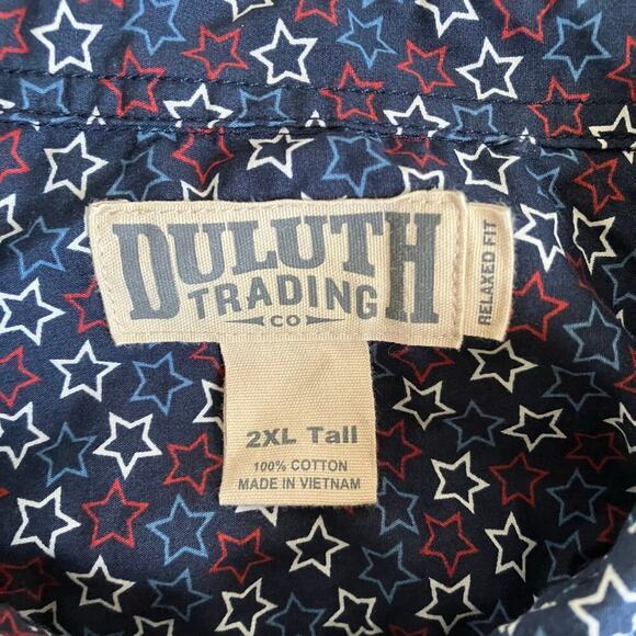 Duluth & Lands’ End Budle of Two Button Down Shirts Navy Paisley /Star Print 2XL - Picture 7 of 16